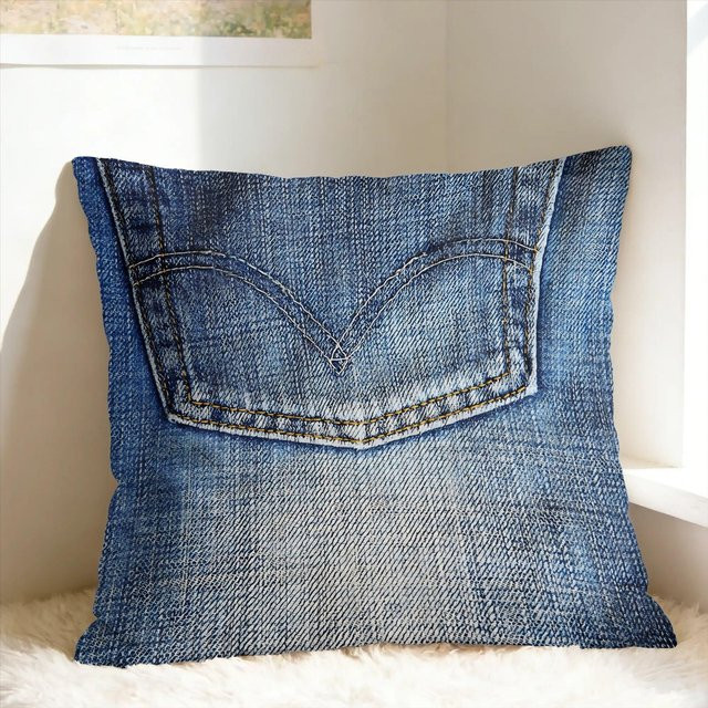 JMG Clothing Kissenbezug im Vintage-Jeans-Look, Blau, B/B: 50 x 50 cm - Bild 1