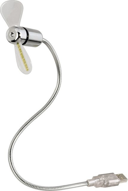 Hama Mini USB-Ventilator mit Temperaturanzeige und Beleuchtung in Silber - Bild 1