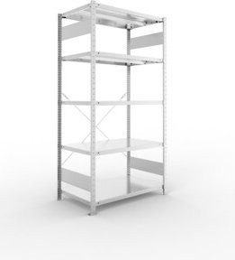 META Steckregal CLIP 330 verzinkt mit 5 Böden, Farbe: Silber, B/T/H: 200 x 100 x 60 cm - Bild 1