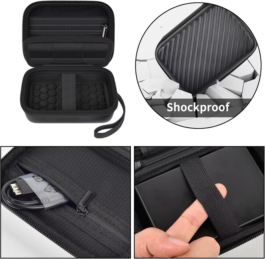 Kasfoti Externe Festplatten-Aufbewahrungstasche für Seagate, UnionSine, Toshiba und WD Elements Tragbare HDD SSD, Schwarz - Bild 3