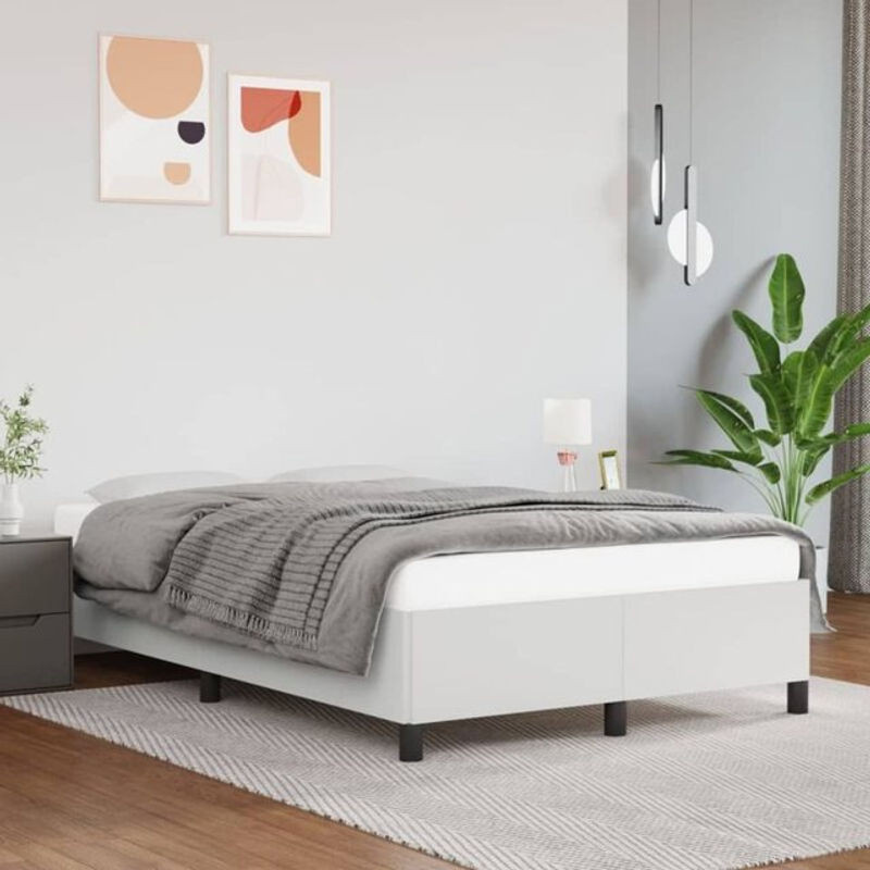 vidaxl Polsterbett in Weiß aus Kunstleder mit Holzwerkstoff, B/T/H: 120 x 200 cm - Bild 1