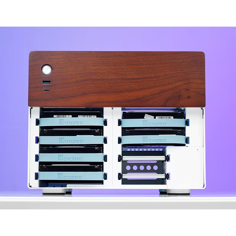 Jonsbo N4 Mini-NAS-Gehäuse in Schwarz für Micro-ATX-Motherboards mit Platz für 6 große und 2 kleine Festplatten - Bild 4