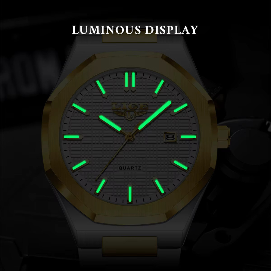 LIGE Armbanduhr Edelstahl, Quarz, Datum, Herren - Bild 5