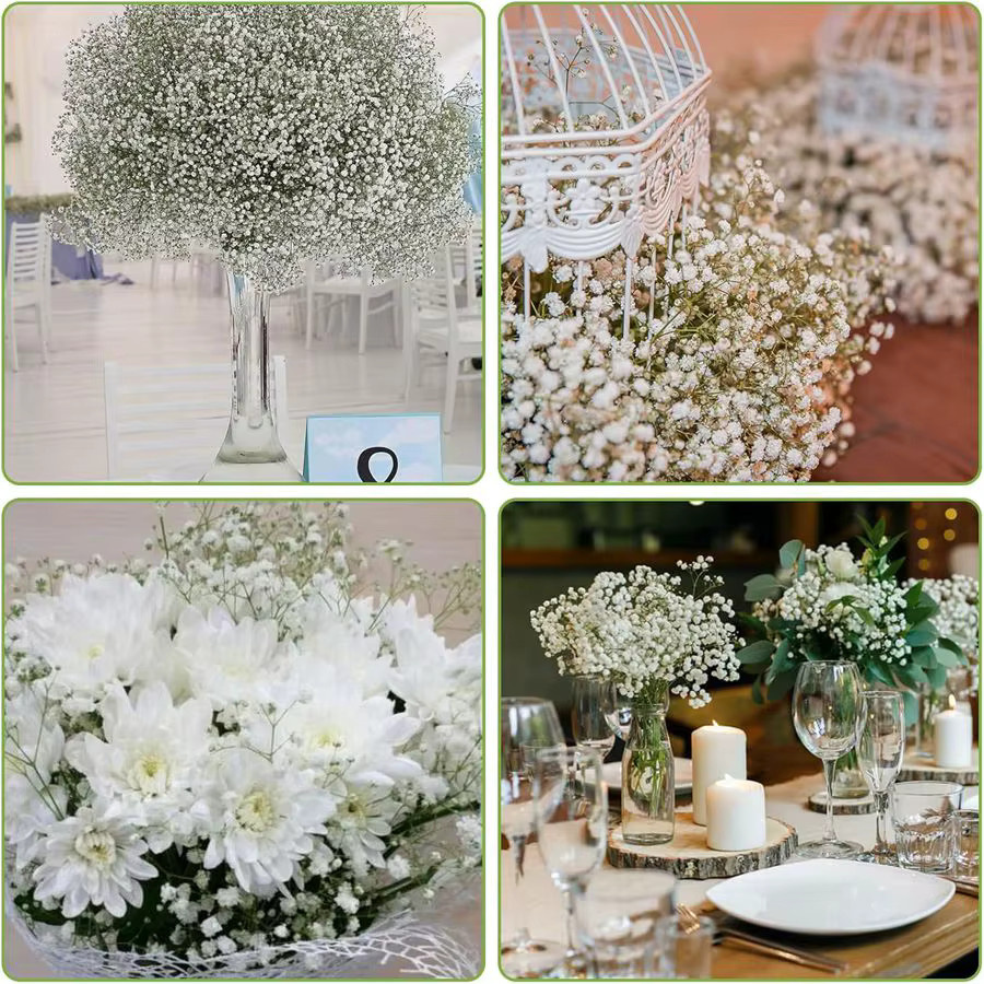 Künstliche Gypsophila Kunststoffblume in Weiß für Garten, Tischdekoration und Hochzeitsfloristik - Bild 2