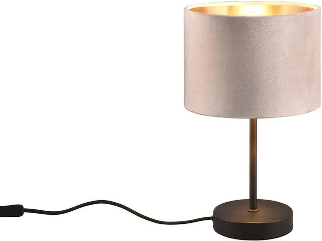 Trio Design-Tischleuchte Julieta 1-flammig in Beige mit Samtschirm und Metallfuß, Durchmesser: 30 cm, Breite: 30 cm - Bild 1