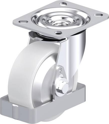 Blickle L-PO 100G-FA-FS Stahlblech-Lenkrolle in Grau und Weiß mit Kunststoffrad, Durchmesser: 100 mm, Tragfähigkeit: 250 kg - Bild 1