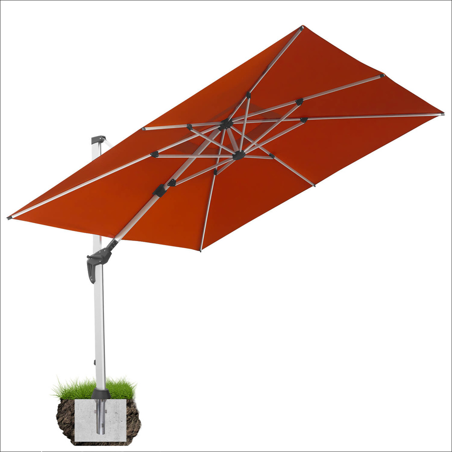 anndora Ampelschirm aus Aluminium in Terracotta Rot, 3 x 3 m quadratisch, 360 Grad drehbar, schwenkbar und neigbar, inklusive Bodenanker - Bild 1