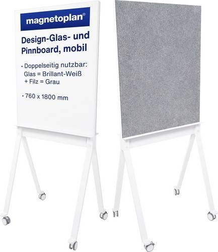 Magnetoplan Mobiles Glasboard und Pinnwand in Weiß, B: 76 cm, H: 180 cm - Bild 1