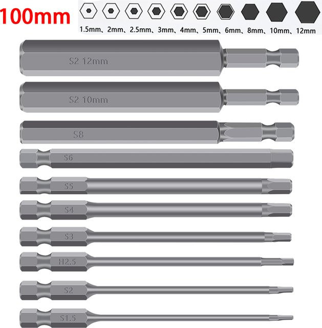 Toorise 10er Set magnetische Sicherheits-Sechskant-Bits mit Torx-Funktion, 1/4 Zoll, 100 mm - Bild 1