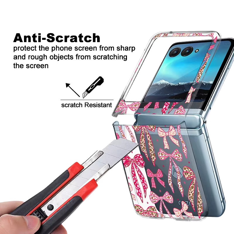 MOESOE Transparente Handyhülle mit Schleifenmuster für Motorola Razr 60 40 50 Ultra, stoßfeste faltbare Schutzhülle - Bild 5