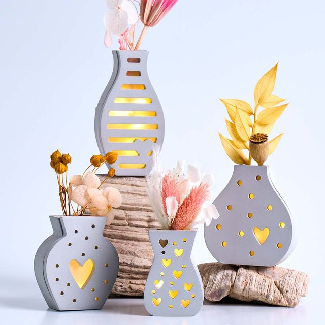 Silikonform UDOCOOL für DIY Blumenarrangements und Deko mit Herz, Tupfen und Streifen für Gips oder Harz - Bild 1