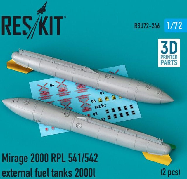 ResKit Models Mirage 2000 RPL 541/542 external fuel tanks, Zubehör, 1:72, 2-teiliges Set - Bild 1