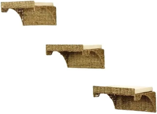 Rohrschneider Seegras Wandmulde Ruheoase für Katzen, 3er Set, Farbe Beige, B/T/H: 40 x 25 x 15 cm - Bild 1