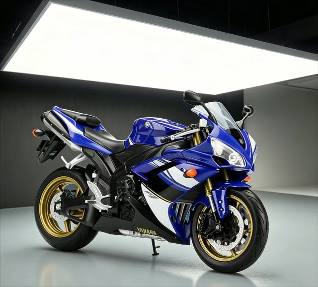 WELLY Yamaha YZF-R1 Motorradmodell, 1:10 Maßstab, Blau, Metall - Bild 1