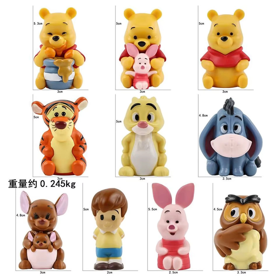 Disney Winnie The Pooh und Tigger Figuren Set aus PVC, 10er-Pack, Multicolor, Desktop-Dekoration für Kinder - Bild 3