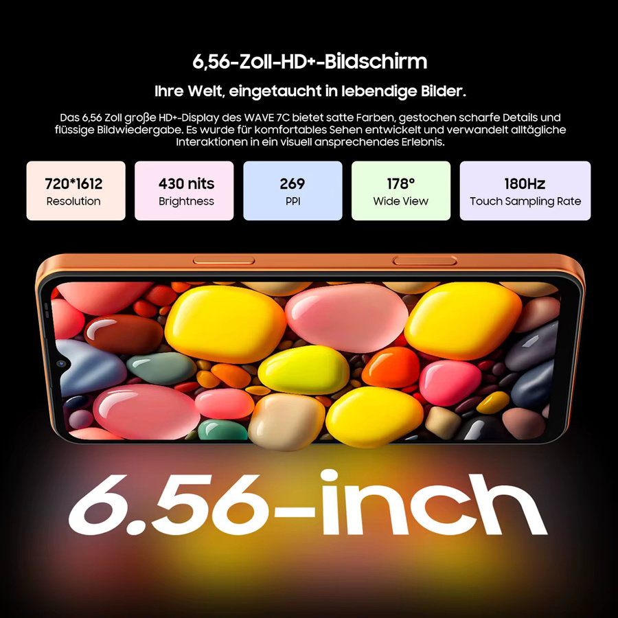 Blackview WAVE 7C Smartphone mit 6,56-Zoll HD+ Display, 64 GB Speicher, 16 GB RAM, 5000mAh Akku, 32MP Rückkamera und 13MP Frontkamera, Android 16, Dual-SIM, Schwarz - Bild 5
