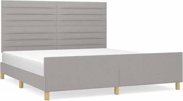 vidaXL Bettgestell mit Kopfteil in Hellgrau, modernes Polsterbett aus Stoff und Holz, B/T/H: 180 x 200 x 128 cm - Bild 1