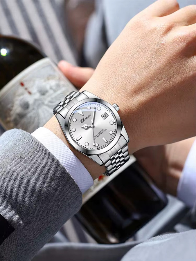 CHENXI Armbanduhr Automatik, Edelstahl, Schwarz, Herren - Bild 3