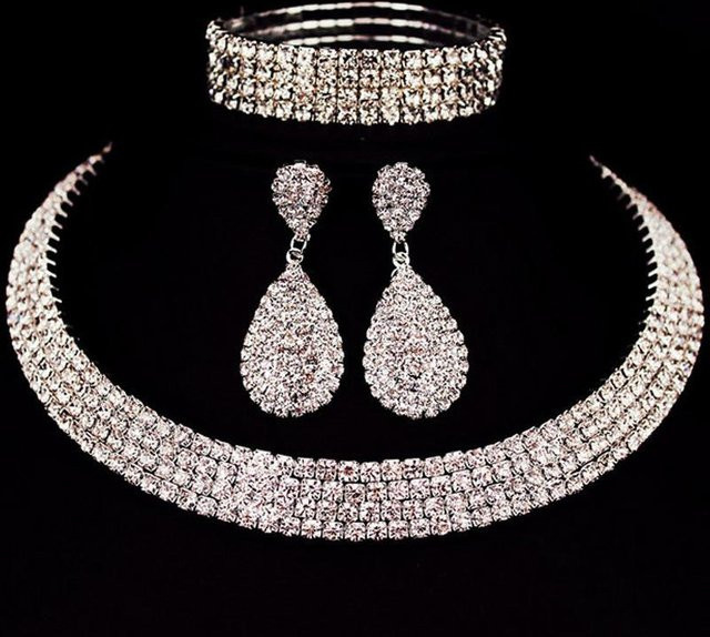 Schmuck-Set, Silber, Kupfer, Zirkonia, Kristall, Damen - Bild 1