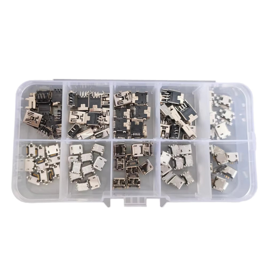 ZSDZFYLLK 50 Stück Micro USB Stecker Set, Weibliche Mini USB Lötan Anschlüsse für SMD und DIP, Farbe: Silber - Bild 3