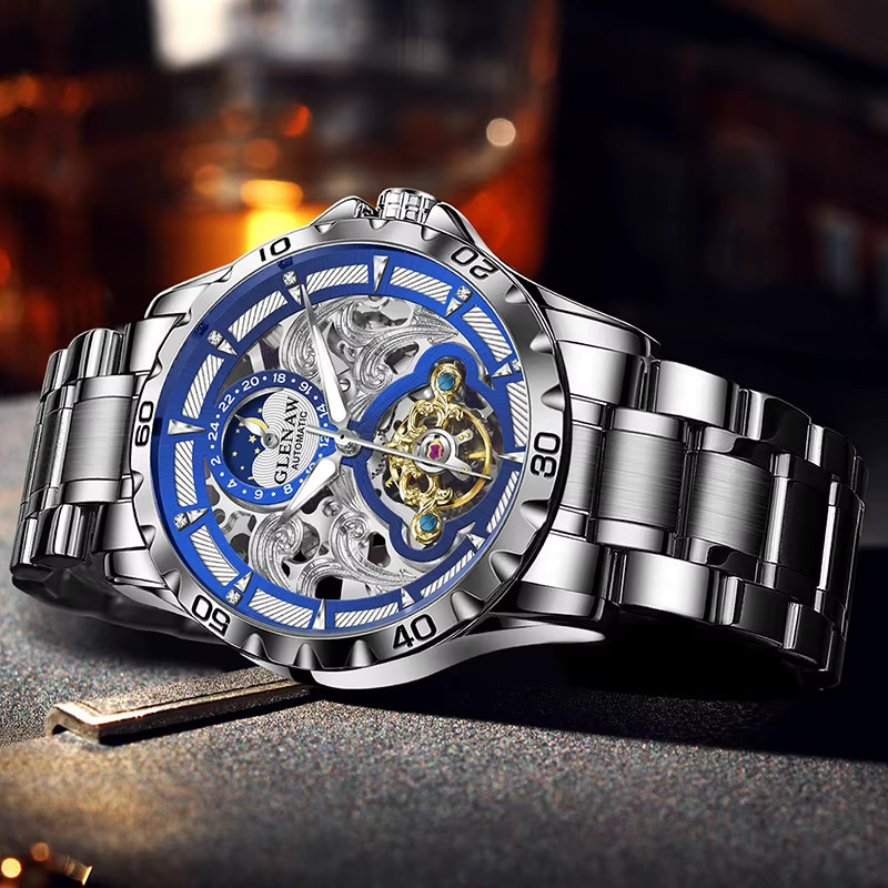 GLENAW Design Armbanduhr, Automatik, Mondphase, Edelstahl, Herren - Bild 4