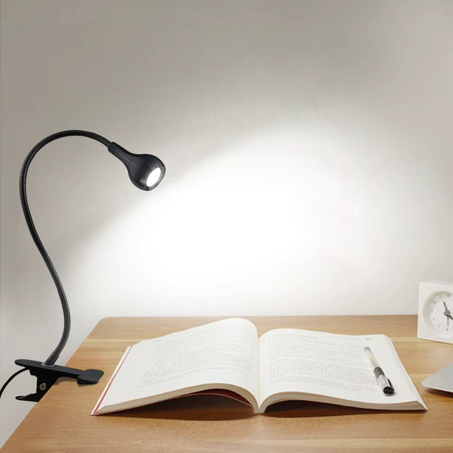 Gyarfas LED Leselampe mit Clip und USB-Anschluss in Schwarz - Bild 2