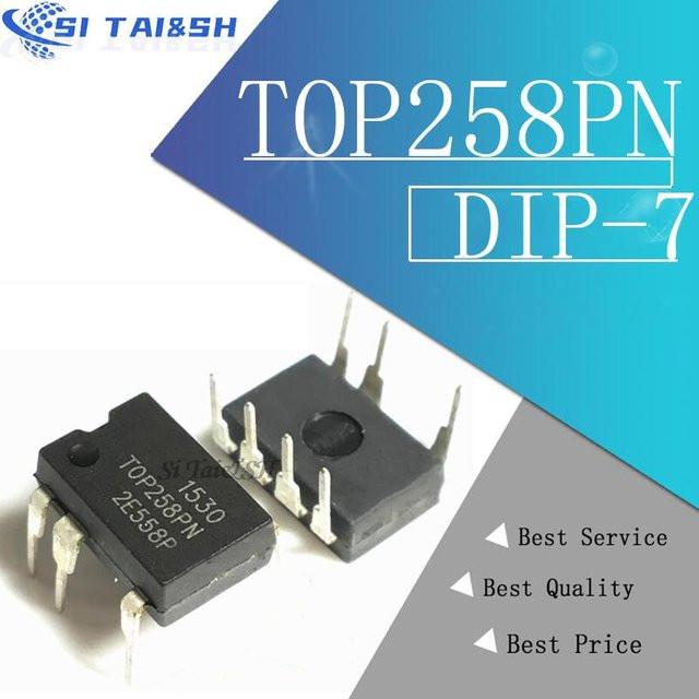 Molewei TOP258PN TOP258 DIP-7 Integrierter Offline-Umschalter mit Advanced Feature Set und Extended Power Range, 5er-Set, Schwarz - Bild 1