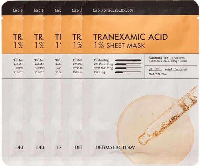 DERMA FACTORY Tuchmaske Tranexamsäure, 23 ml, 5 Stück, Trockene Haut - Bild 1