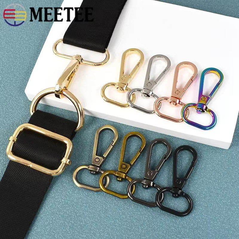 Meetee Metall Drehkarabinerhaken Hummerverschluss-Karabinerclips aus Stahl für Taschenriemen und Schlüsselanhänger in Silber und Multicolour, 16-38mm - Bild 2