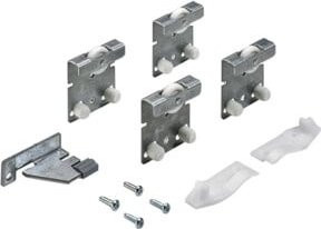 Hettich Schiebetürbeschlag Top Line 27 Komplett-Set für 2-türige Schränke, Farbe Silber, Tragkraft 25 kg, DIN L/R - Bild 1