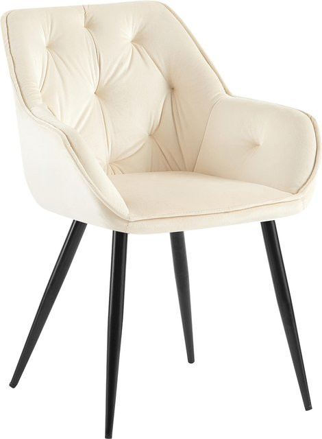 CLP Esszimmerstuhl Cassis Polsterstuhl mit Samtbezug und Steppung in Beige - Bild 1