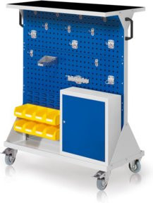 Kappes RasterMobil Gr. 3 Rollbarer Werkstattwagen mit Arbeitsplatte und Schlössern, Farbe: Grau/Blau, H: 127 cm, B: 100 cm, T: 50 cm - Bild 1