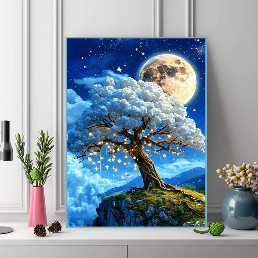 Evershine Diamantmalerei Set Landschaft mit Baum und Mond als Mosaik-Stickerei in Multicolour, B/H: 30 x 20 cm - Bild 3