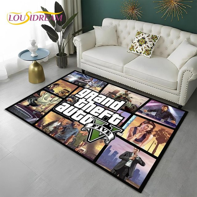 Karpetti Grand Theft Auto 3D Gamer Teppich, rutschfeste Bodenmatte für Wohnzimmer, Schlafzimmer oder Kinderzimmer, Mehrfarbig, B/T: 120 x 80 cm - Bild 1