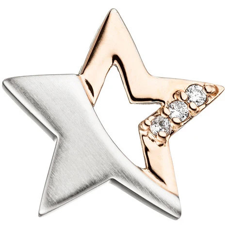 Colfem Anhänger Stern, 925 Sterling Silber, bicolor vergoldet, matt, Zirkonia, Unisex - Bild 1