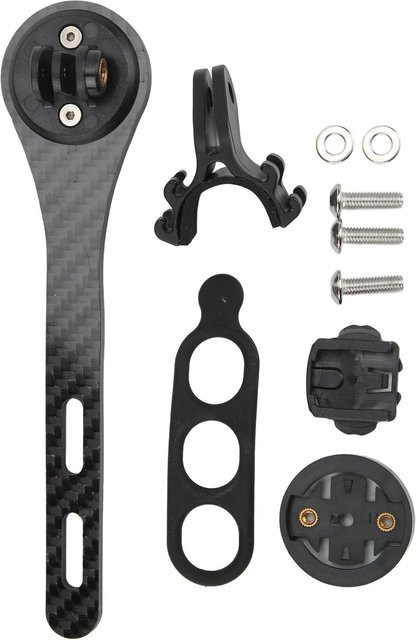 Igeteck Fahrradcomputerhalterung aus Kohlefaser und Aluminiumlegierung für integrierte Lenker Vorbau in Grau und Schwarz - Bild 1