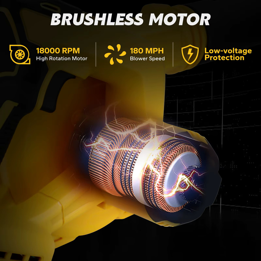Dewalt 2-in-1 Akku-Laubbläser und Staubsauger Gelb, bürstenloser Motor, 6-Gang, 180 MPH, passend für Dewalt 20V Akku (ohne Batterie) - Bild 2