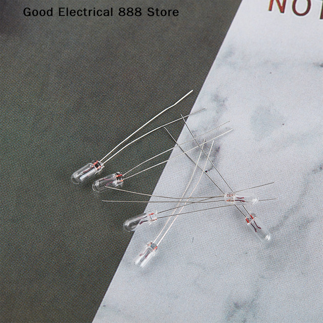 10 Stück GE Miniatur-Glühbirnen aus Glas, transparente Edison Glühfaden Reisbirnen mit Filament, 0,07A, Durchmesser: 3 mm, 4 mm oder 5 mm, Spannungen: 3V, 6V, 9V, 12V oder 24V - Bild 1