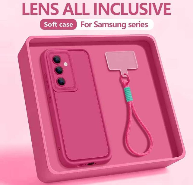 Weiche TPU-Handyhülle mit Trageband für Samsung Galaxy S25 S24 S23 S22 Ultra FE A55 A54 A37 A27 A17 A16 A56 A26 A36 in Beige, Weiß oder Pink - Bild 1