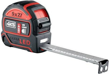 4K5 Tools LDX 5+ 606.110-5 Maßband mit integrierter LED-Leuchte, 5m Stahl, Schwarz