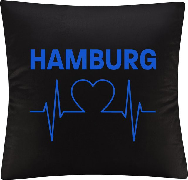 Kissenbezug von multifanshop mit Hamburg Herzschlag Motiv in Blau - Bild 1