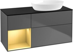 V&B Waschtischunterschrank Finion mit Wandbeleuchtung, Anthrazit lackiert, Breite: 120 cm, Höhe: 50,1 cm, Tiefe: 50,1 cm - Bild 1