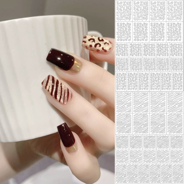 CHUNSHU Nagelkunst-Aufkleber, Leopardenmuster, Glänzend, 6 Stück - Bild 1