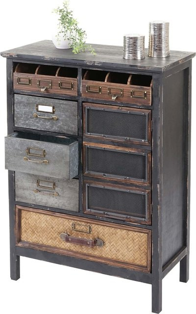 Apothekerkommode MCW-F34 aus massivem Tannenholz in Braun im Vintage Shabby-Look, B/T/H: 90 x 32 x 65 cm - Bild 1