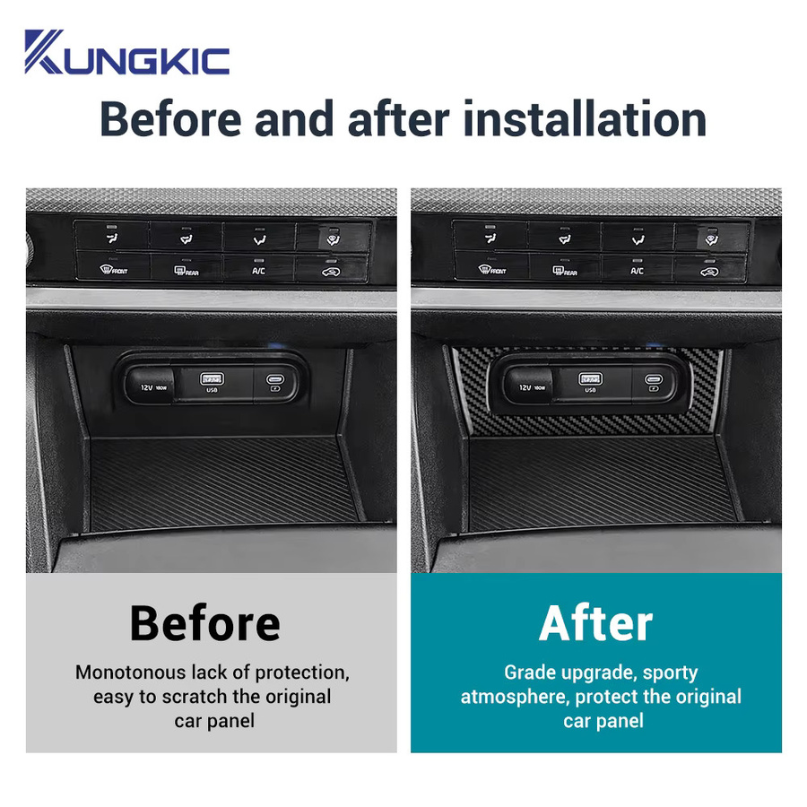 KUNGKIC Carbon-Look USB-C Ladeport Rahmen Aufkleber für KIA Sportage NQ5 in Schwarz - Bild 5