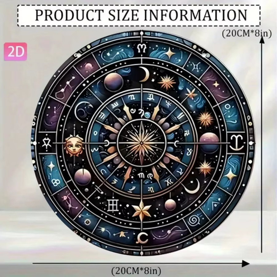 HELLOYOUNG Astrologie Wandkunst aus Metall mit keltischem Knoten, Runde Sternzeichen Wanddekoration in Multicolour, Durchmesser: 20 cm - Bild 2