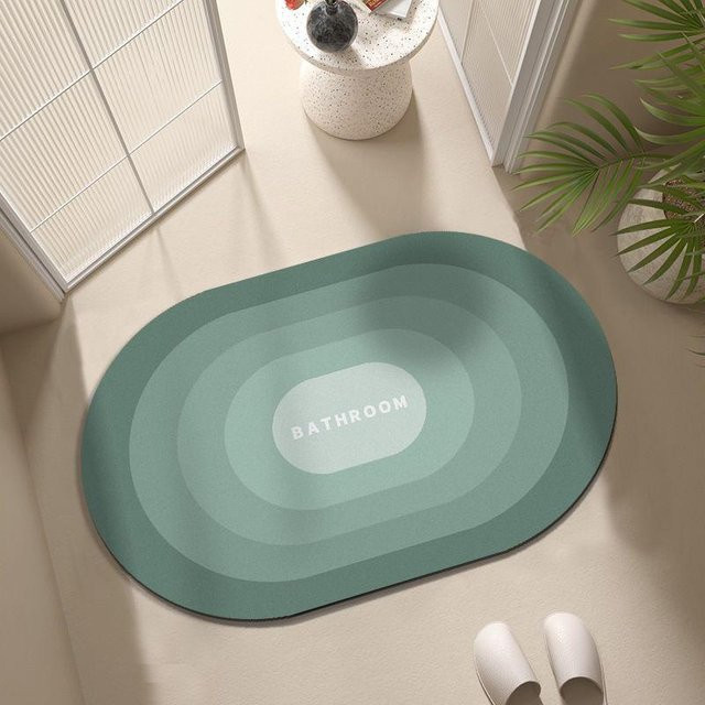 Saugfähige und rutschfeste Badezimmer Fußmatte von Yiran Furniture in Grün mit Kieselalgenschlamm-Effekt, B/B: 75 x 50 cm - Bild 1