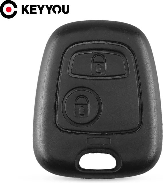 KEYYOU Auto Fernbedienung Schlüssel Fall Shell mit 2 Tasten für Toyota AYGO, Peugeot 307 107 207 407 und Citroen C1 C2 C3 in Schwarz, ohne Klinge - Bild 1