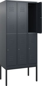 C+P Doppelstock-Spind Classic PLUS mit 3 Abteilen, Gestell, Anthrazitgrau, H x B x T: 212 x 90 x 50 cm - Bild 1