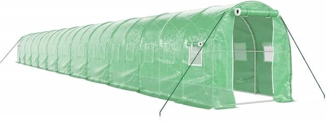 vidaXL Gewächshaus mit Stahlrahmen und Polycarbonat-Fenstern in Grün, B/T/H: 22 x 2 x 2 m - Bild 1